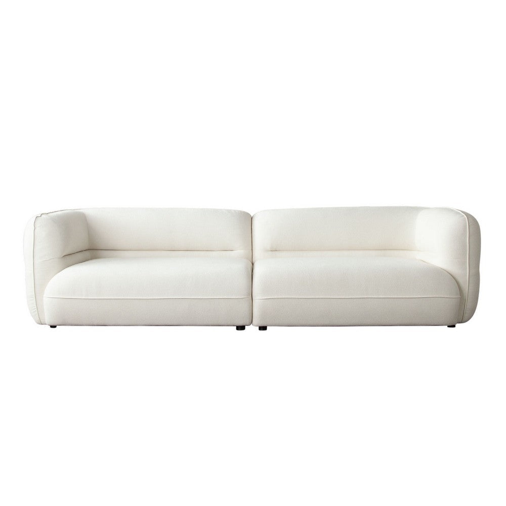Micy 2pc Sectional Sofa 116’’ with 2 Pillows| Textured Ivory Polyester BM338723