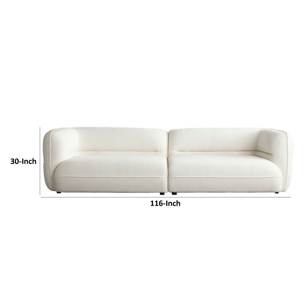 Micy 2pc Sectional Sofa 116’’ with 2 Pillows| Textured Ivory Polyester BM338723
