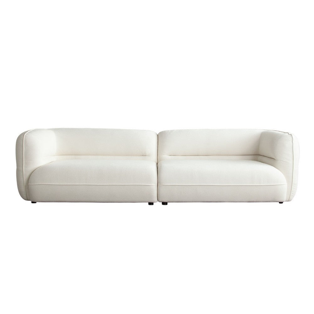 Micy 2pc Sectional Sofa 116’’ with 2 Pillows| Textured Ivory Polyester BM338723