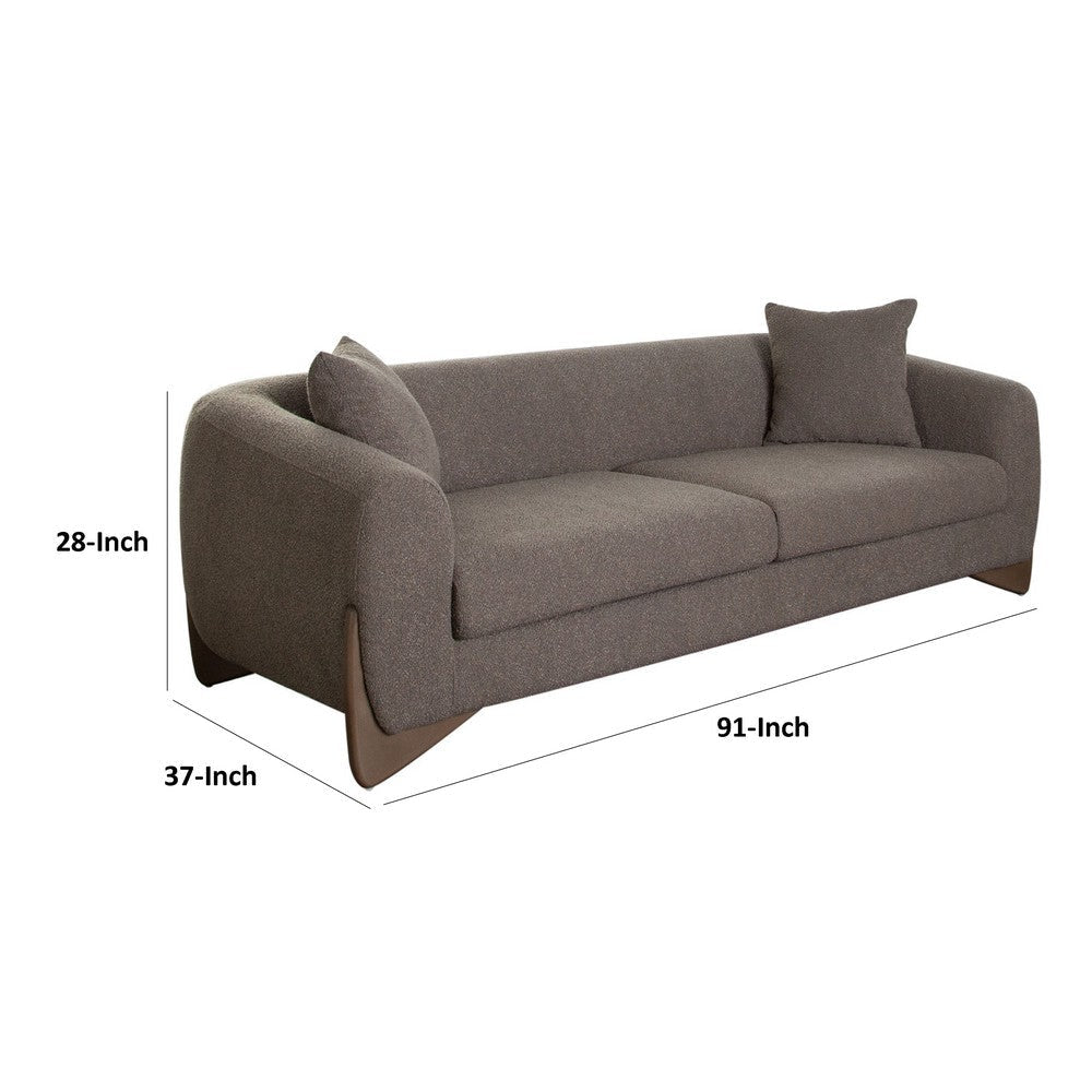 Resy Sofa | 91’’ | 2 Accent Pillows | Toffee Brown Textured Polyester BM338725
