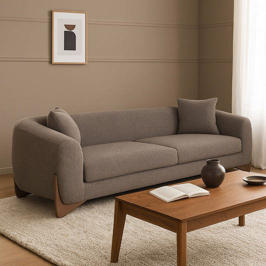 Resy Sofa | 91" | 2 Accent Pillows | Toffee Brown Textured Polyester