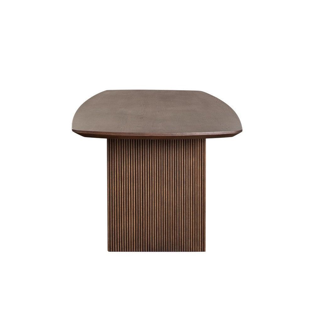 Sezy Dining Table | 87’’ Rectangular Oak Brown Top | Fluted Base BM338726