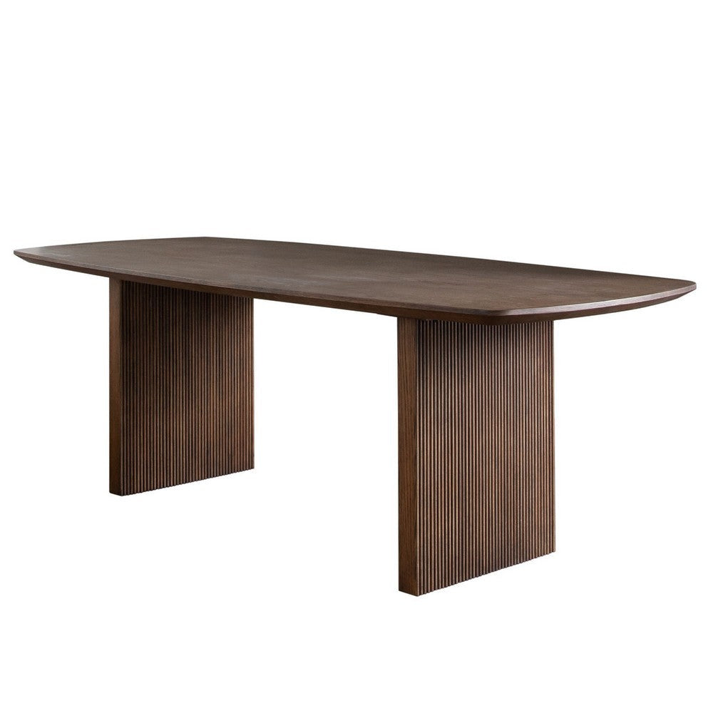 Sezy Dining Table | 87’’ Rectangular Oak Brown Top | Fluted Base BM338726
