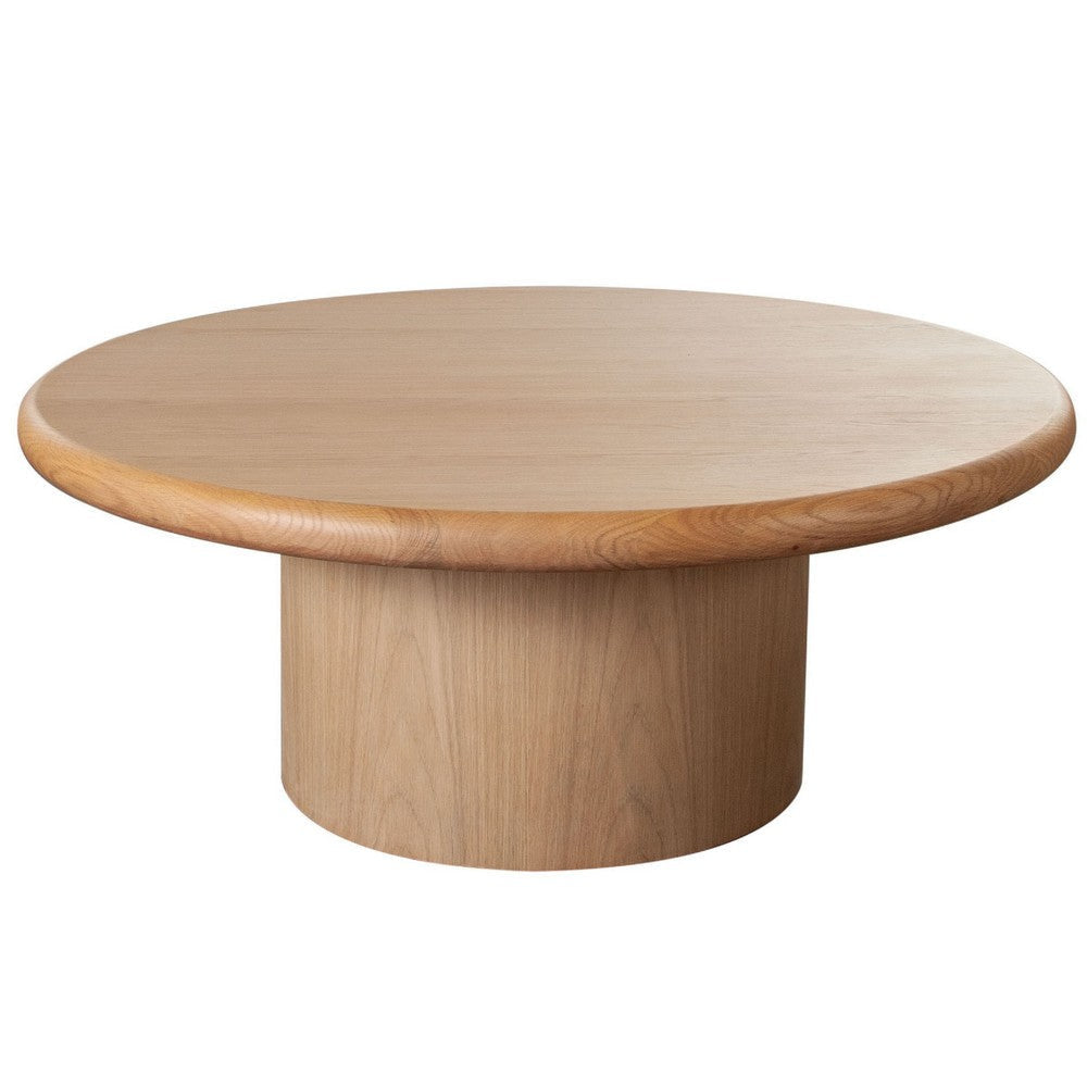 Camy Coffee Table | 41’’ Round Top and Pedestal Base | Light Oak Brown BM338729