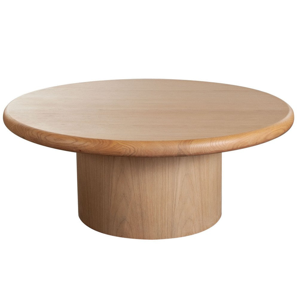 Camy Coffee Table | 41’’ Round Top and Pedestal Base | Light Oak Brown BM338729