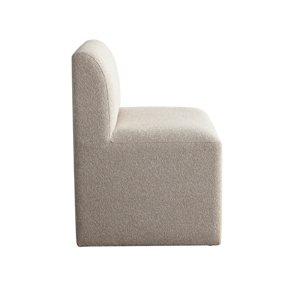 Zena Dining Side Chair | Armless Textured Wheat Brown Polyester Seat BM338730