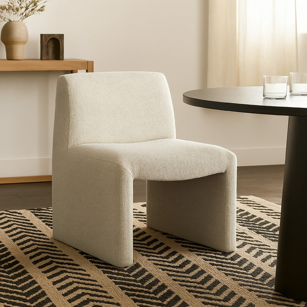 Zena Dining Side Chair | Armless Textured Wheat Brown Polyester Seat