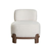 Dem Accent Chair | Armless Cream White Polyester Seat | Wood Legs n Trim BM338731