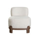 Dem Accent Chair | Armless Cream White Polyester Seat | Wood Legs n Trim BM338731