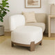 Dem Accent Chair | Armless Cream White Polyester Seat | Wood Legs n Trim