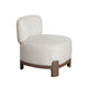 Dem Accent Chair | Armless Cream White Polyester Seat | Wood Legs n Trim