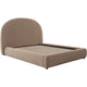 Feny Queen Size Bed w Arch Headboard | Camel Brown Velvet Upholstery BM338732