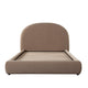 Feny King Size Bed w Arch Headboard | Camel Brown Velvet Upholstery BM338733