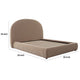 Feny King Size Bed w Arch Headboard | Camel Brown Velvet Upholstery BM338733
