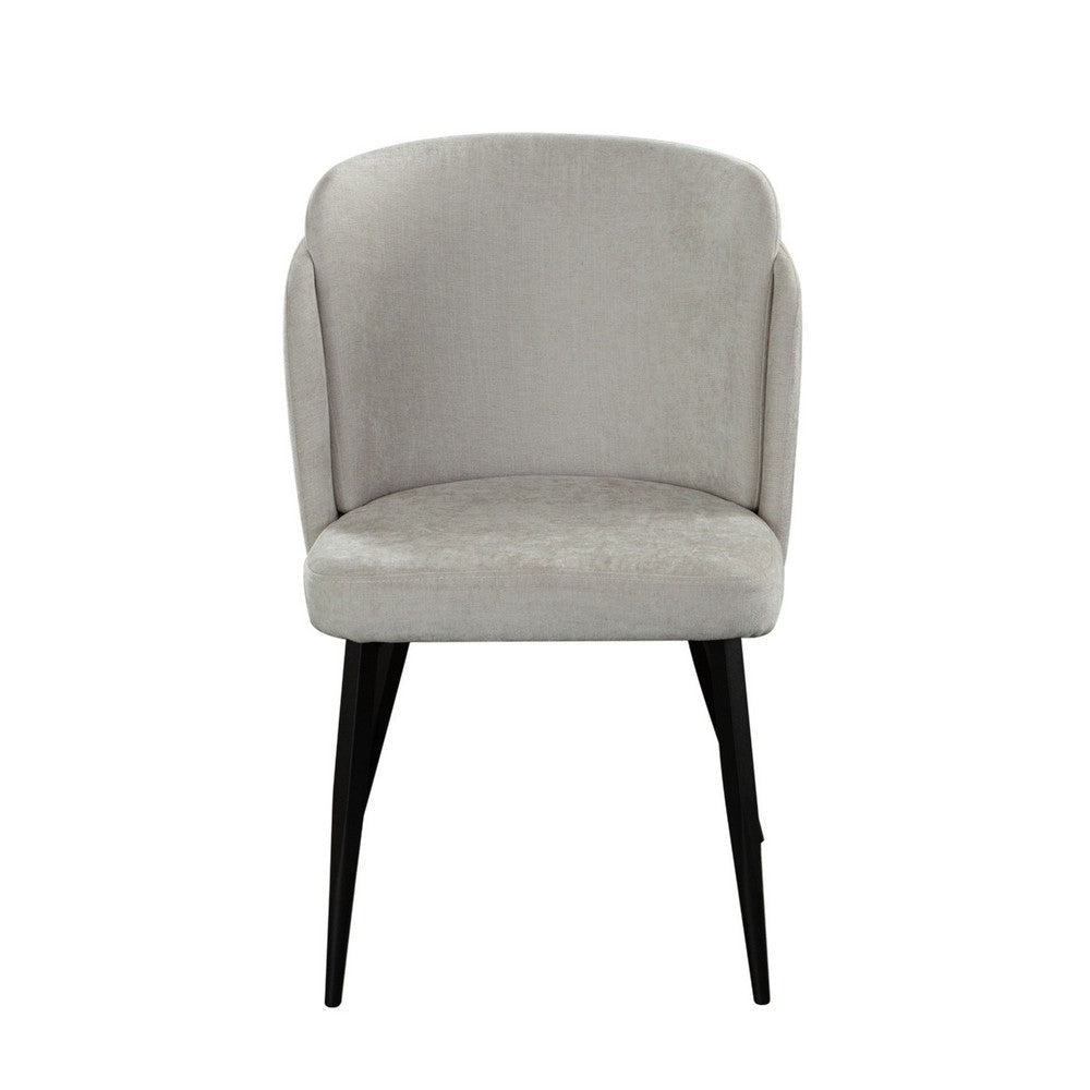 Griz Curved Dining Side Chair Set of 2 | Cream White Polyester | Black BM338734