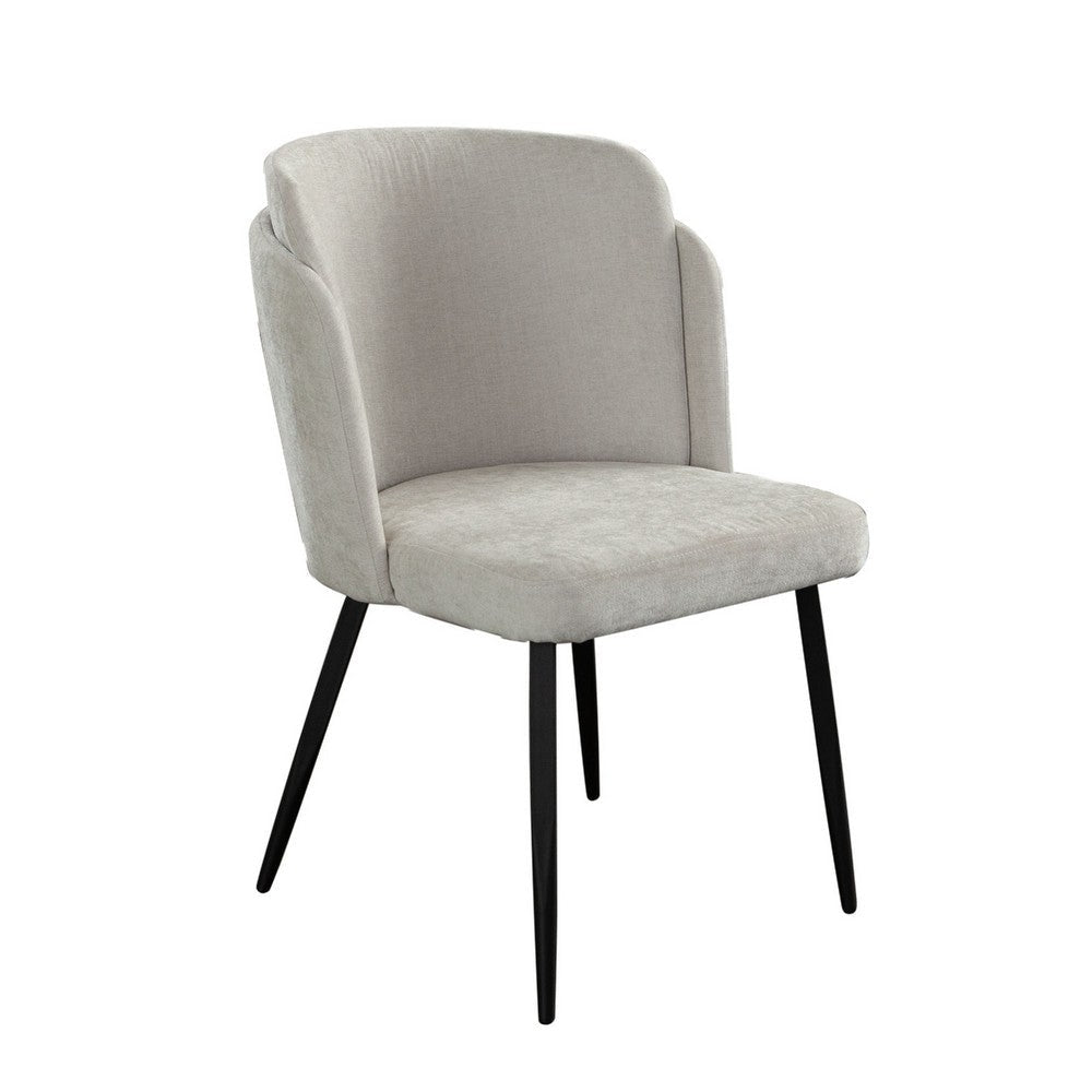 Griz Curved Dining Side Chair Set of 2 | Cream White Polyester | Black BM338734