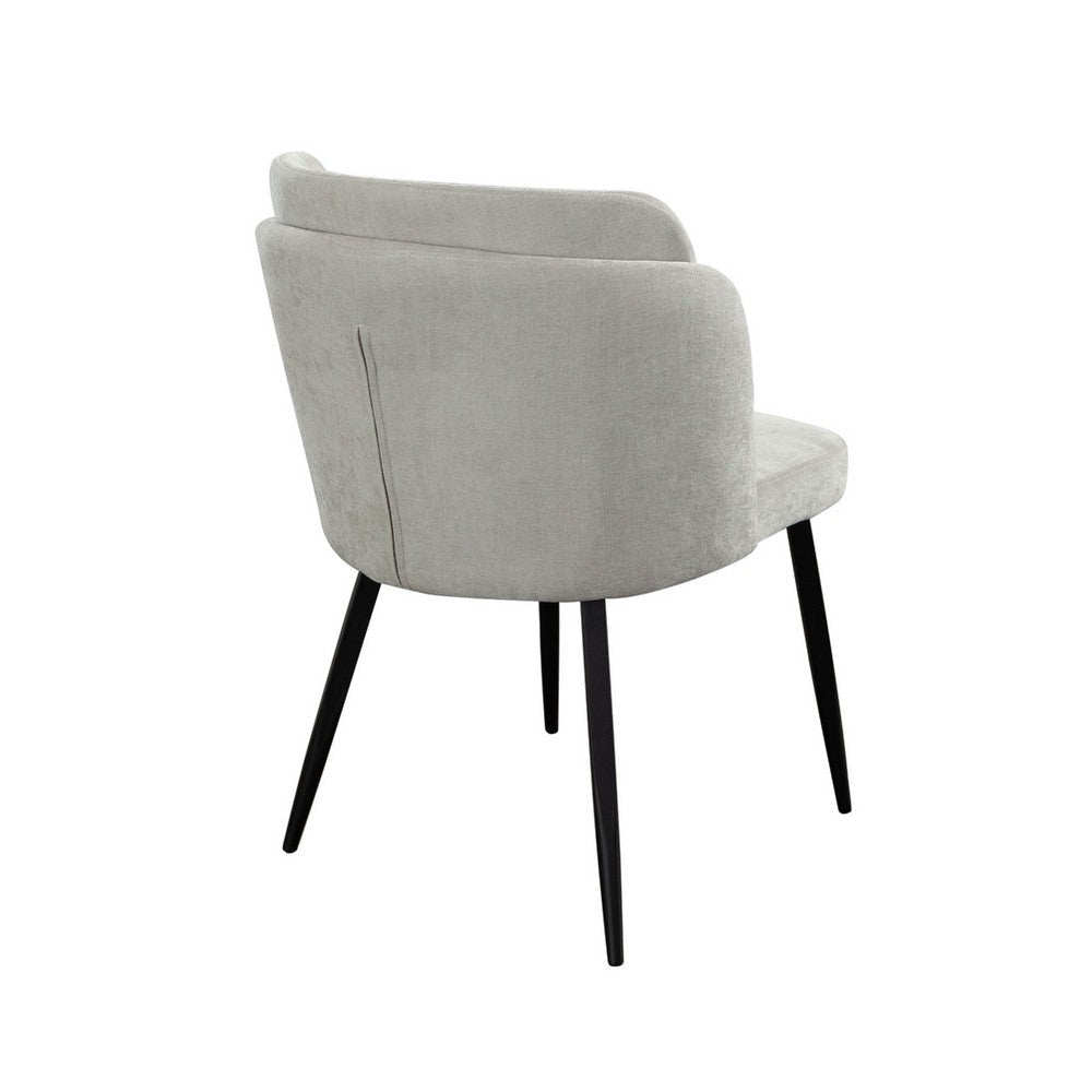 Griz Curved Dining Side Chair Set of 2 | Cream White Polyester | Black BM338734