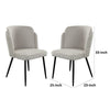 Griz Curved Dining Side Chair Set of 2 | Cream White Polyester | Black BM338734