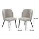 Griz Curved Dining Side Chair Set of 2 | Cream White Polyester | Black BM338734