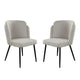 Griz Curved Dining Side Chair Set of 2 |  Cream White Polyester | Black