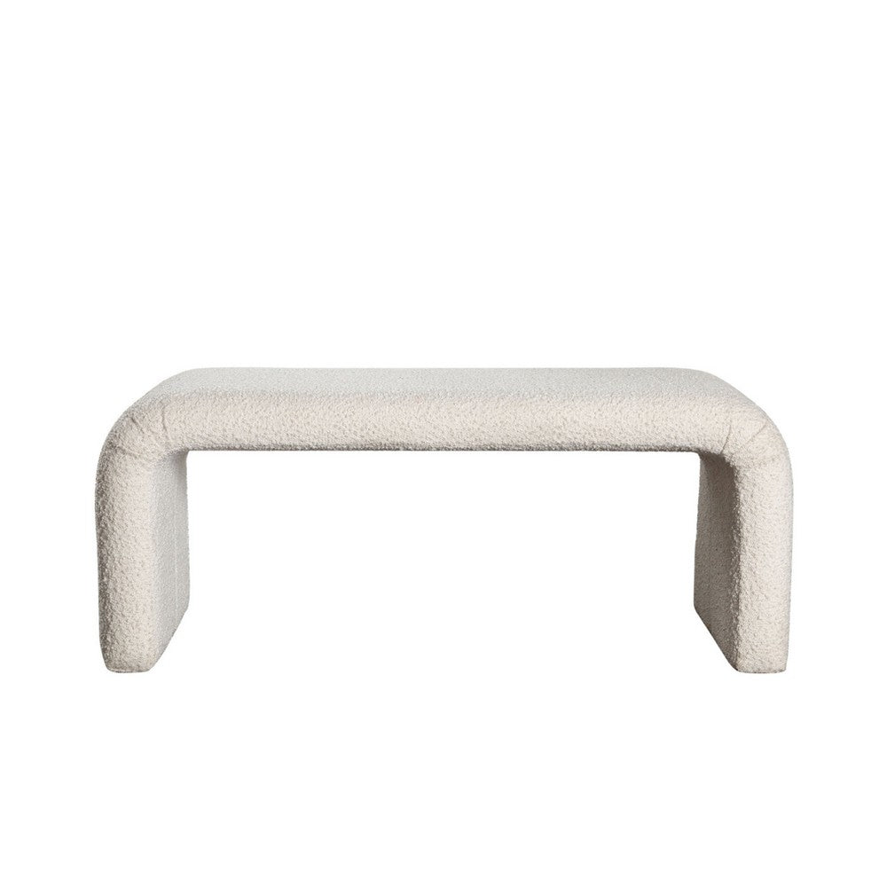 Accent Bench | C Shaped Design Ivory Boucle Upholstery | 44"
