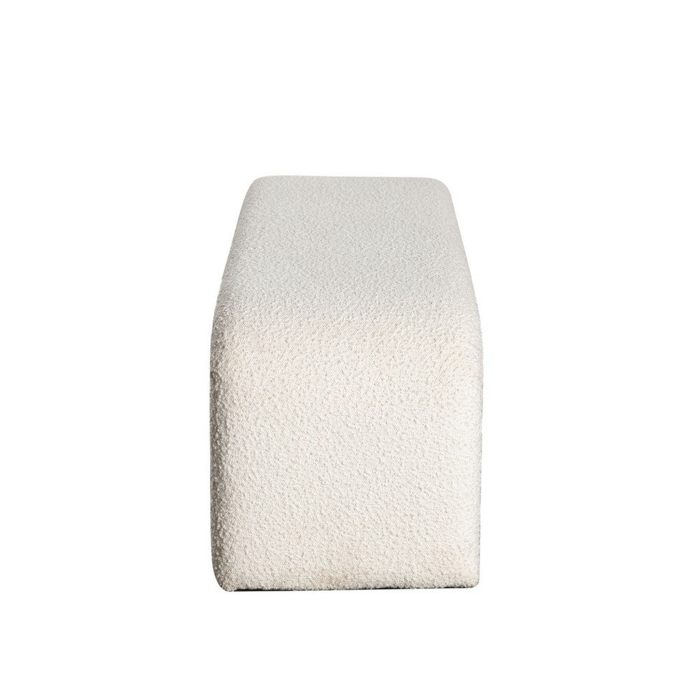 Accent Bench | C Shaped Design Ivory Boucle Upholstery | 44"