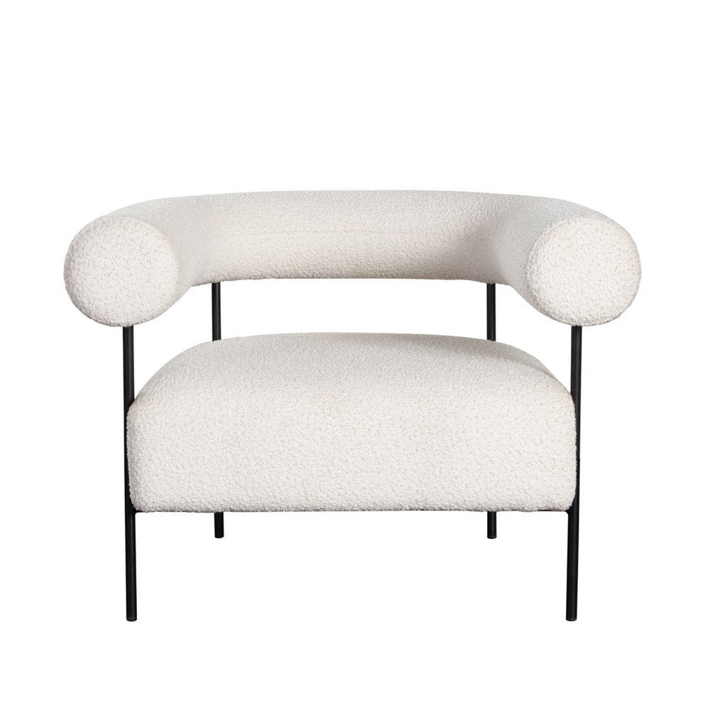Accent Chair | Ivory Boucle Upholstery | Barrel Design | 39’’ BM338736