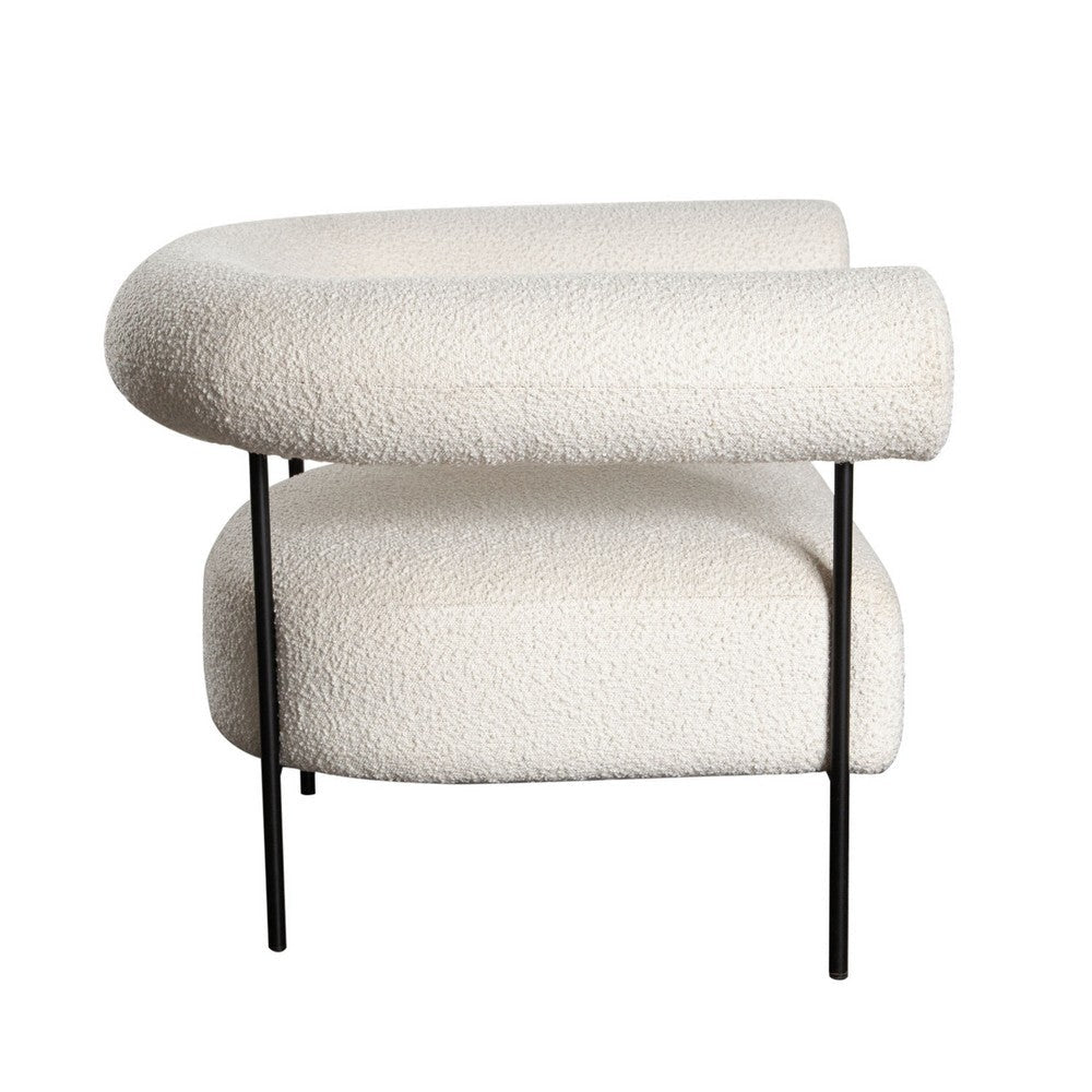 Accent Chair | Ivory Boucle Upholstery | Barrel Design | 39’’ BM338736