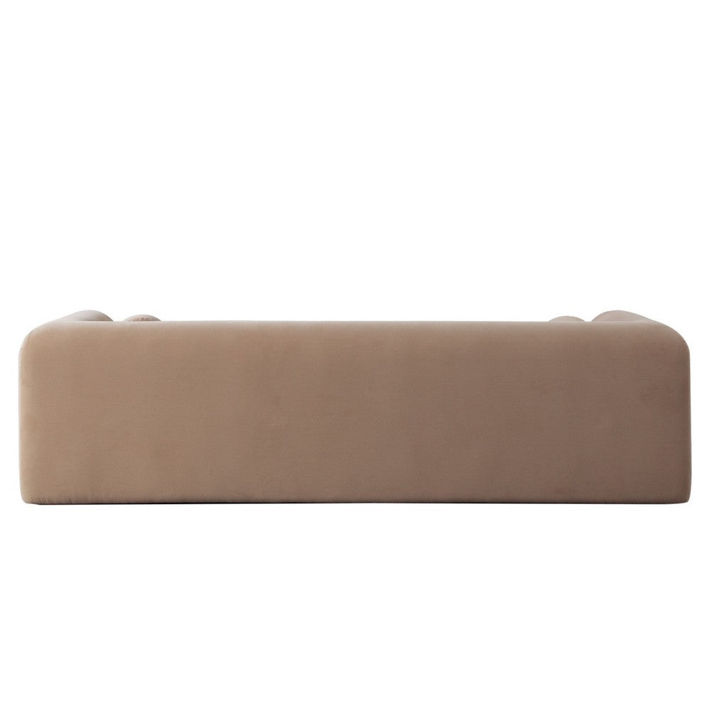 Foxo Retro Sofa | 2 Accent Pillows | Padded Camel Brown Velvet | 99’’ BM338737
