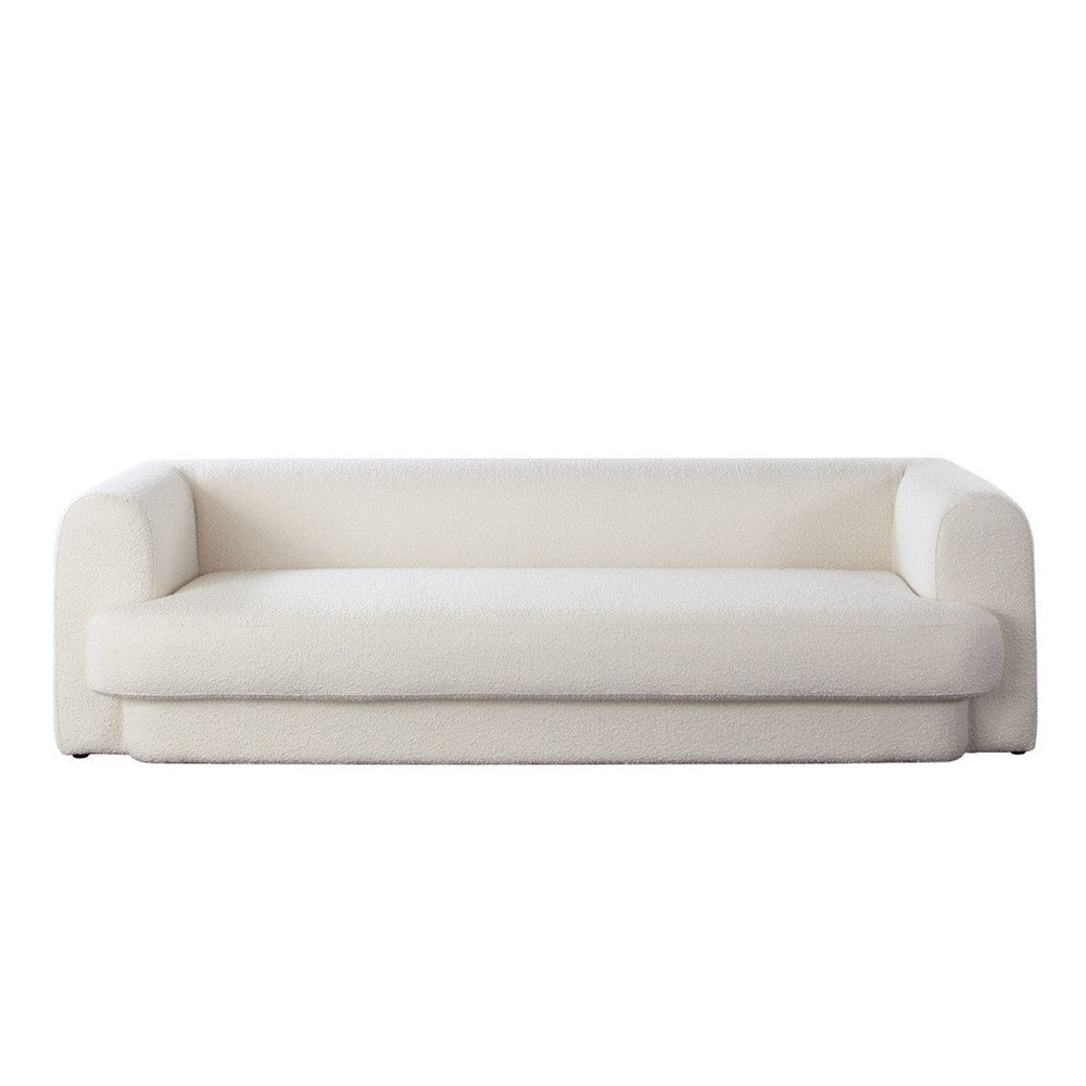 Foxo Retro Sofa | 2 Accent Pillows | Padded Ivory Velvet | 99’’ BM338739