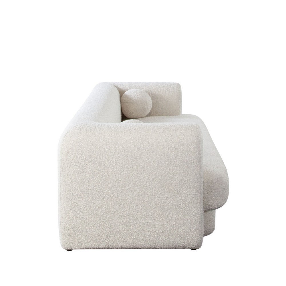 Foxo Retro Sofa | 2 Accent Pillows | Padded Ivory Velvet | 99’’ BM338739