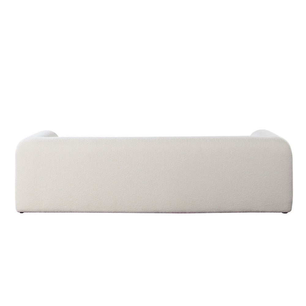Foxo Retro Sofa | 2 Accent Pillows | Padded Ivory Velvet | 99’’ BM338739