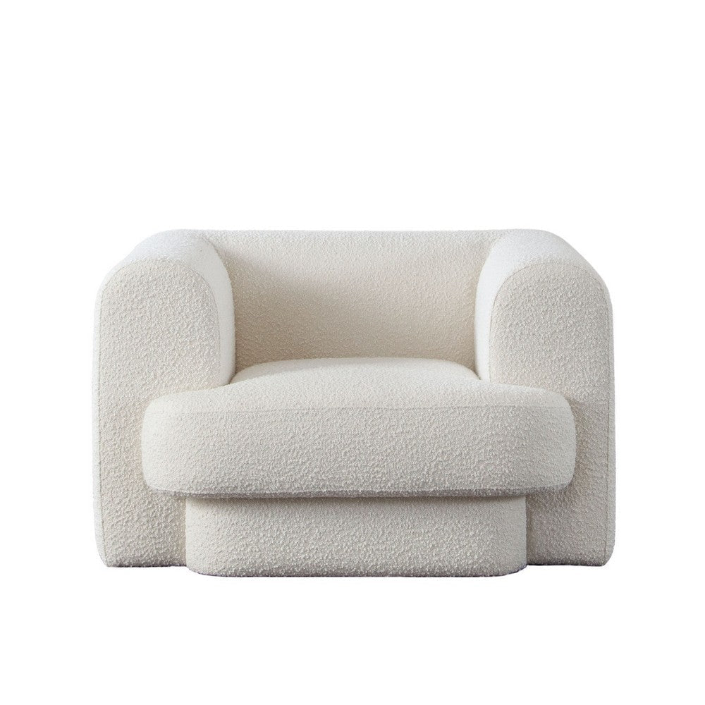 Foxo Retro Oversize Chair | Padded Ivory Velvet | 44’’ Wide | Solid Wood BM338740