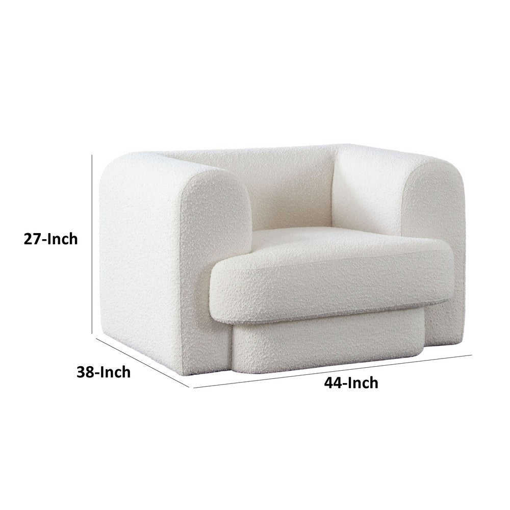 Foxo Retro Oversize Chair | Padded Ivory Velvet | 44’’ Wide | Solid Wood BM338740