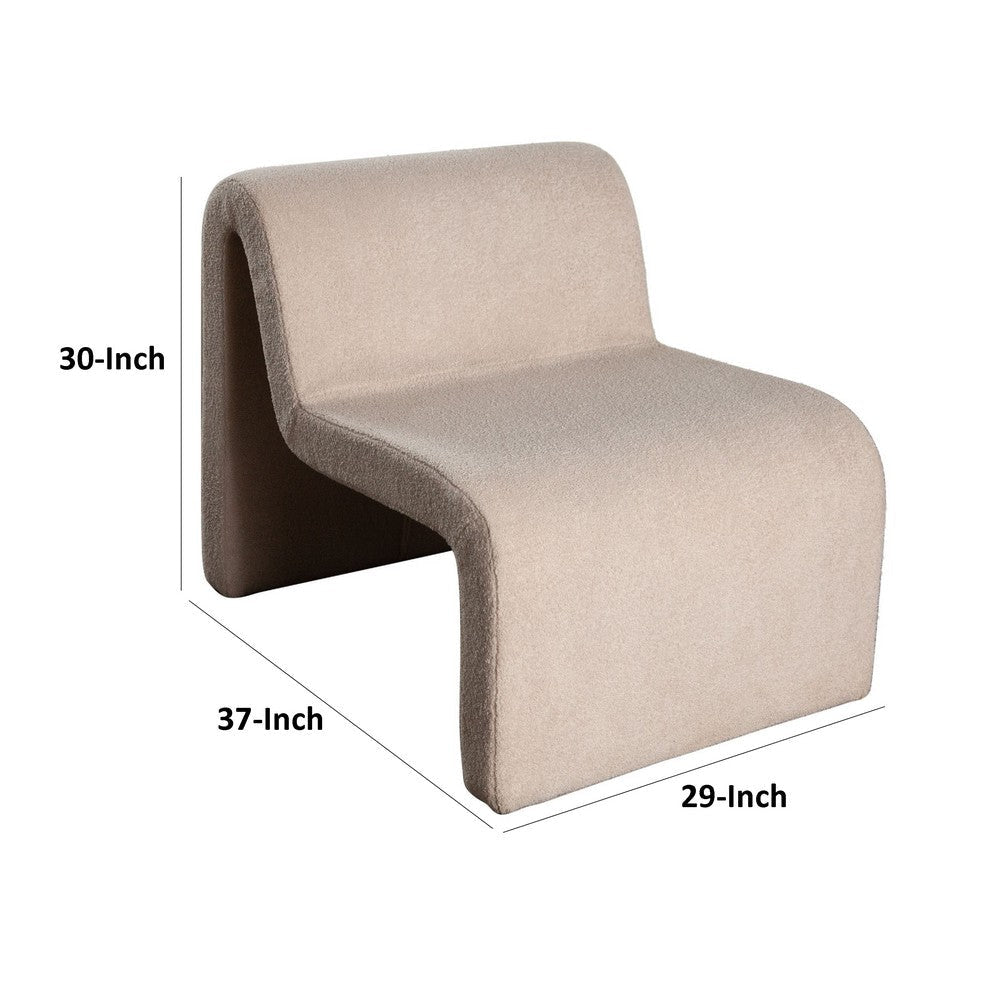 Nena Accent Chair | Armless Design | Camel Brown Looped Shearling Fabric BM338741