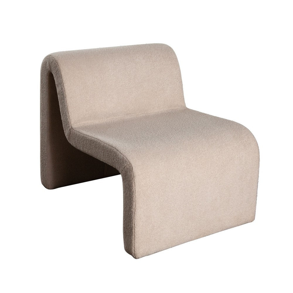 Nena Accent Chair | Armless Design | Camel Brown Looped Shearling Fabric