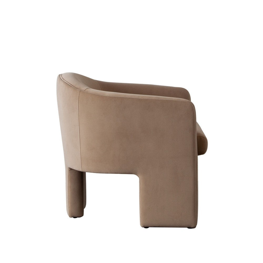 Lery Accent Chair | Curved Back Tripod Base | Camel Brown Velvet | 29’’ BM338742