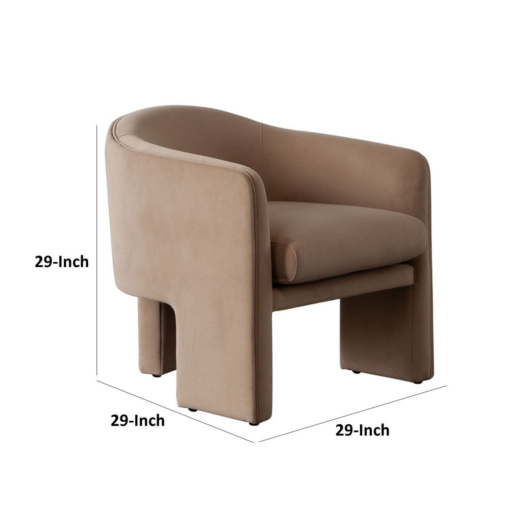 Lery Accent Chair | Curved Back Tripod Base | Camel Brown Velvet | 29’’ BM338742