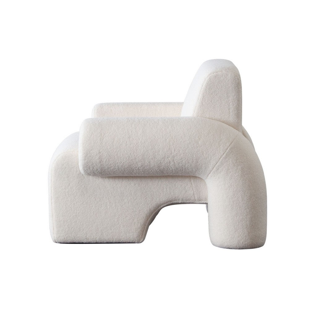 Contemporary Accent Chair | Extra Soft Ivory Sherpa Fabric | 36"