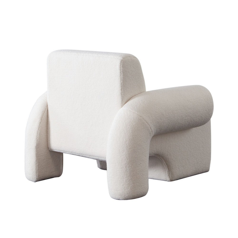 Contemporary Accent Chair | Extra Soft Ivory Sherpa Fabric | 36"