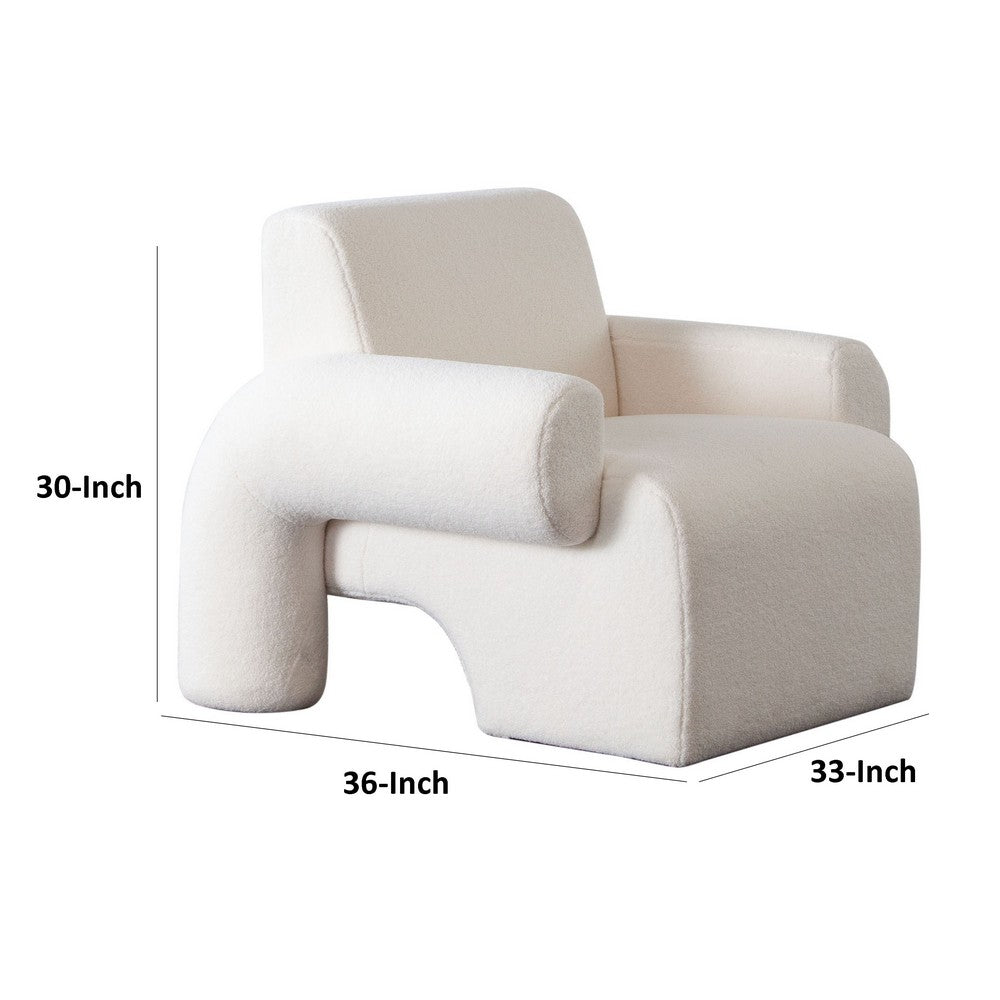 Contemporary Accent Chair | Extra Soft Ivory Sherpa Fabric | 36"