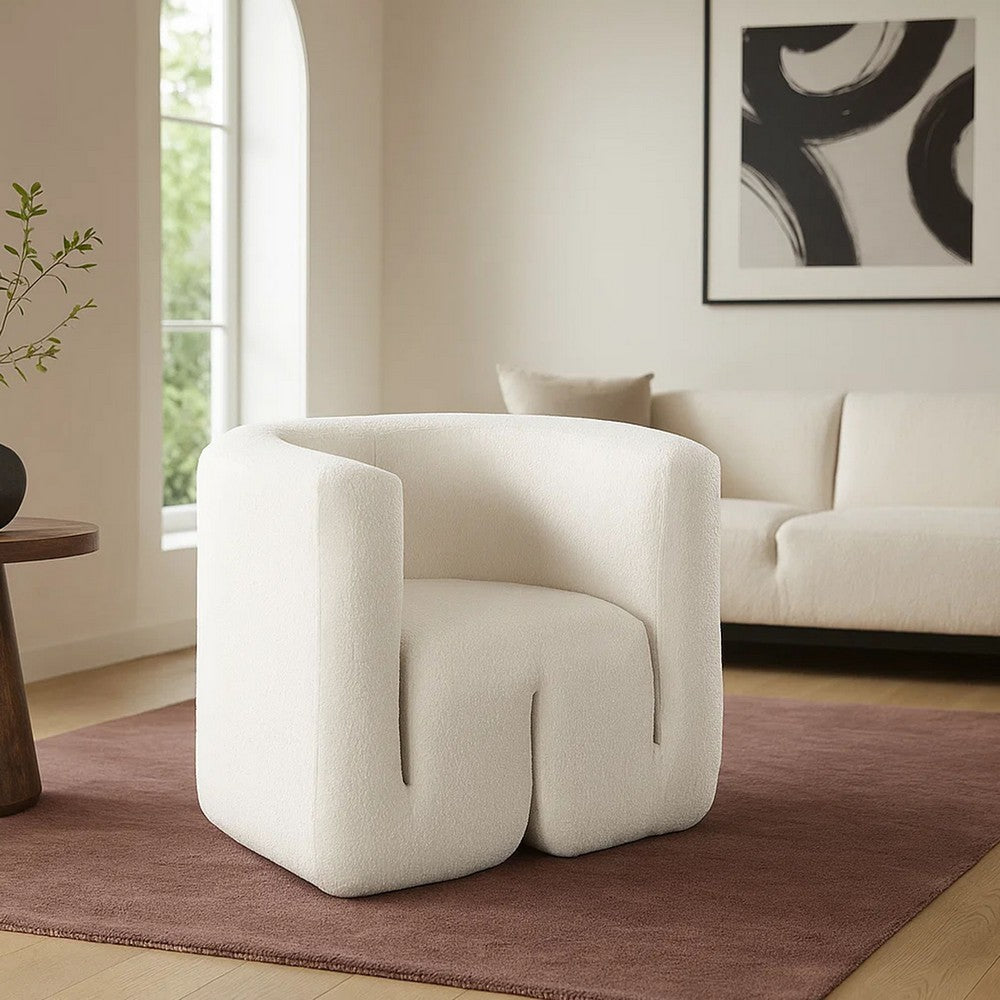 Contemporary Accent Chair | Extra Soft Ivory Boucle | 35"