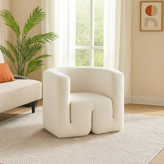 Contemporary Accent Chair | Extra Soft Ivory Boucle | 35"