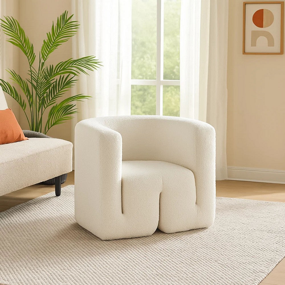 Contemporary Accent Chair | Extra Soft Ivory Boucle | 35"