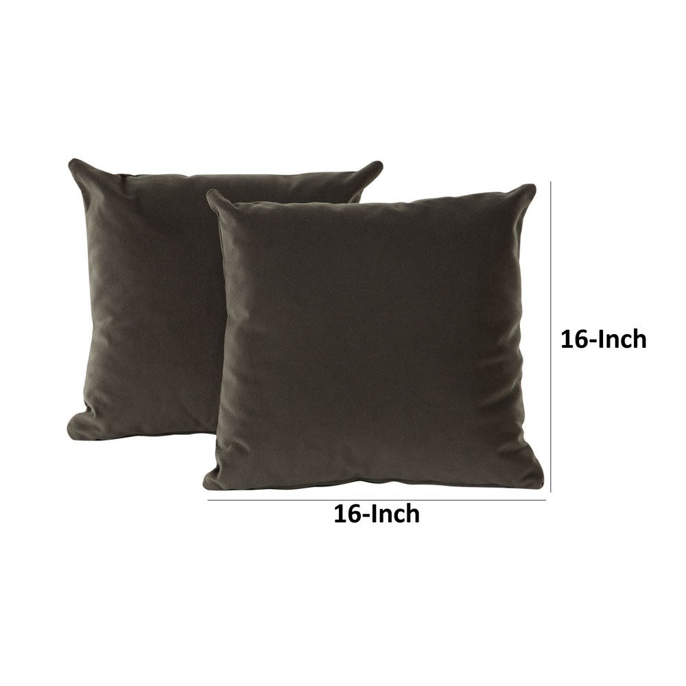 Wily Accent Pillow Set of 2, Dual Sided Moss Green Velvet, 16"