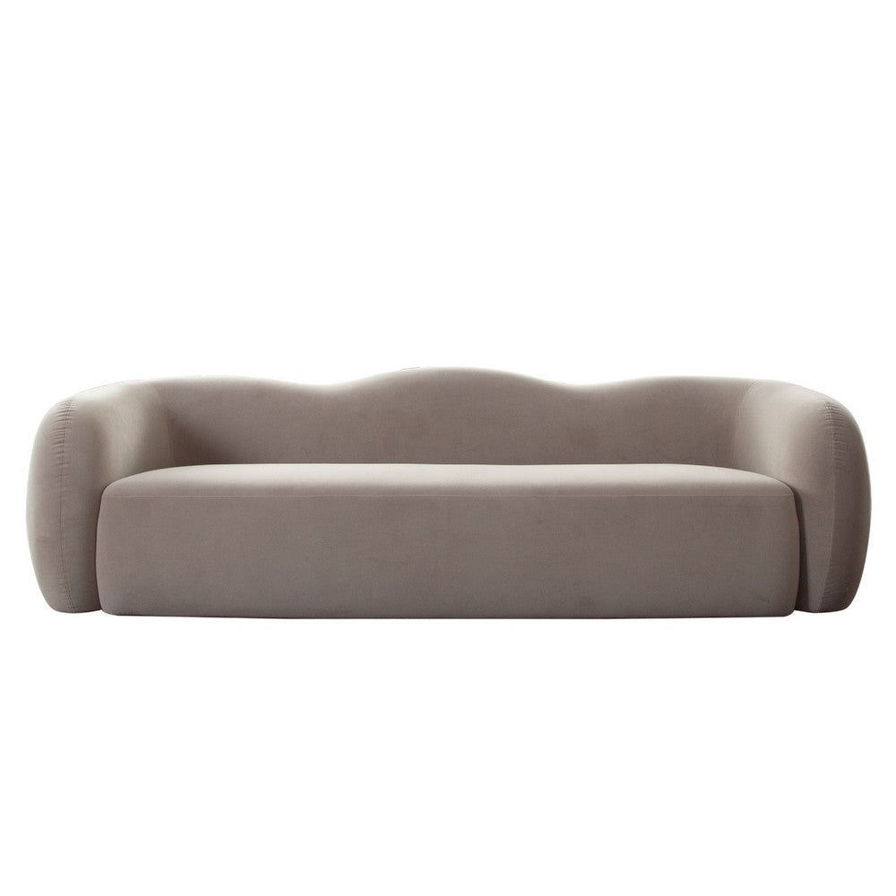 Moe Sofa in Taupe Performance Velvet Scalloped Backrest 97’’ BM338747