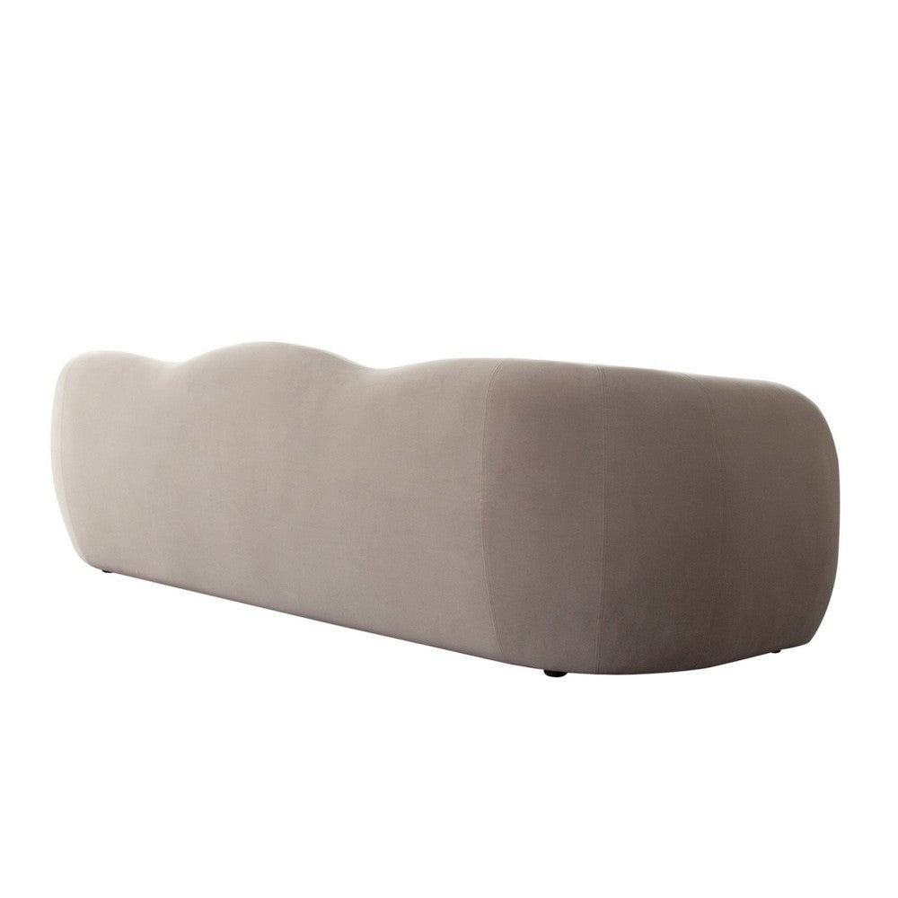 Moe Sofa in Taupe Performance Velvet Scalloped Backrest 97’’ BM338747
