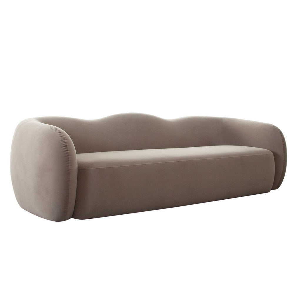 Moe Sofa in Taupe Performance Velvet Scalloped Backrest 97’’ BM338747