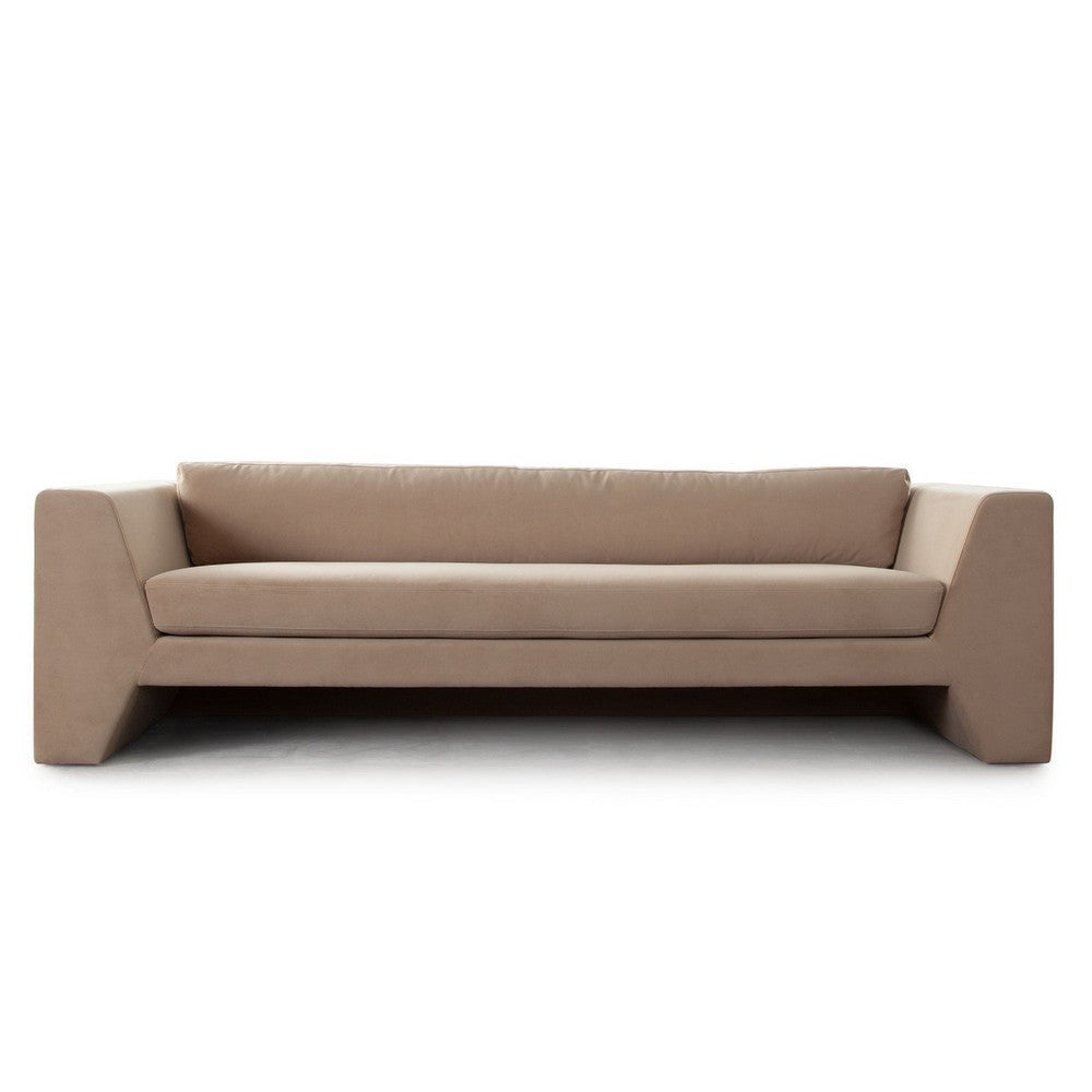 Roe Sofa Camel Brown Performance Velvet Wide Track Arms 99’’ BM338748