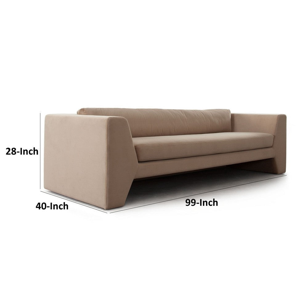 Roe Sofa Camel Brown Performance Velvet Wide Track Arms 99’’ BM338748